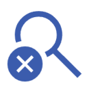 accidental death travel insurance blue magnifying glass with "x" icon