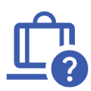 baggage travel insurance blue suitcase with question mark icon